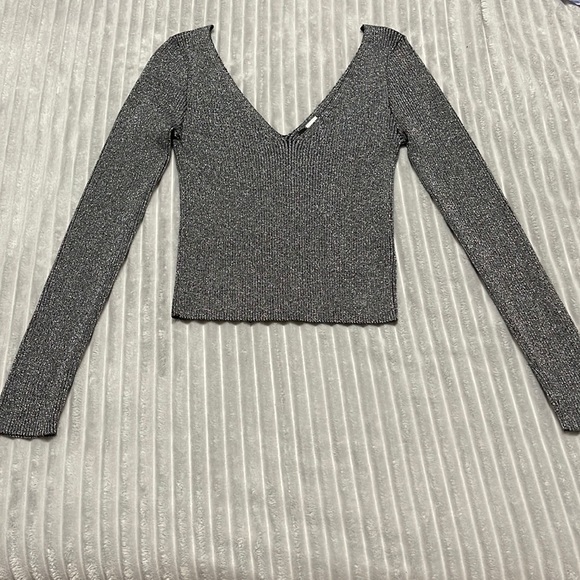 H&M Grey Sparkly Top Size S - Picture 1 of 3